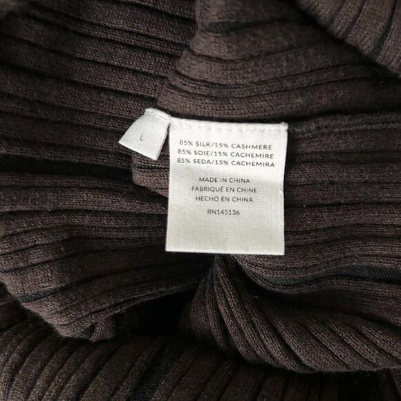 Naadam Striped Ribbed Silk Cashmere Blend Midi Dress Chocolate Brown Size Large - Picture 6 of 6